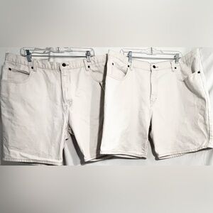 MENS 2 PAIR SIZE 40-42 CHEROKEE CREAM DENIM JEAN SHORTS